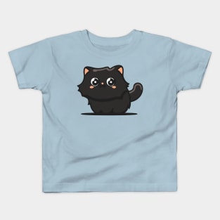 black persian cat cute cartoon Kids T-Shirt